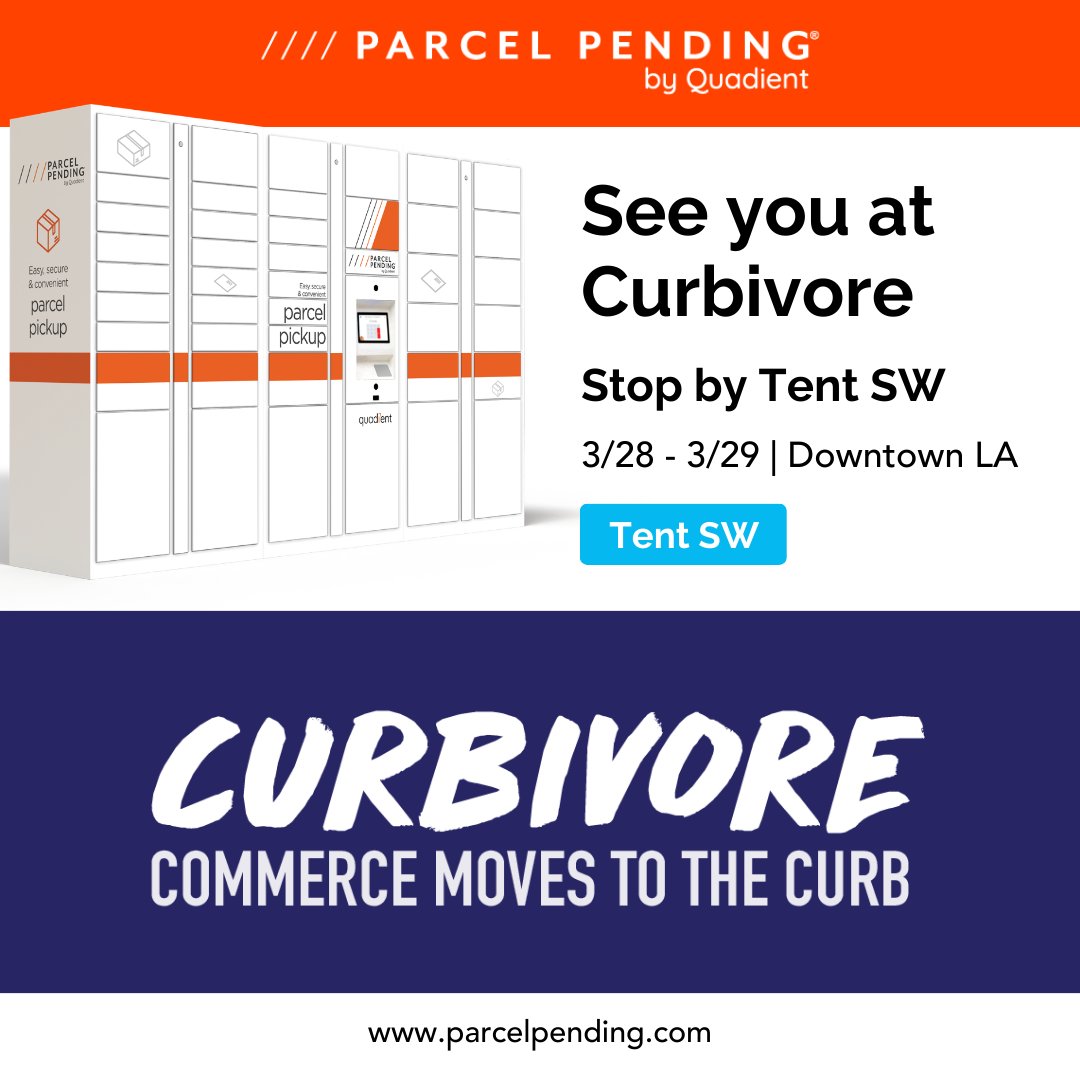 @ParcelPending will be in Downtown LA on March 28 & 29 attending Curbivore. Stop by Tent SW to learn how our carrier-agnostic #OpenLockerNetwork is transforming the out-of-home game. bit.ly/4cl17Uh @CurbivoreNews