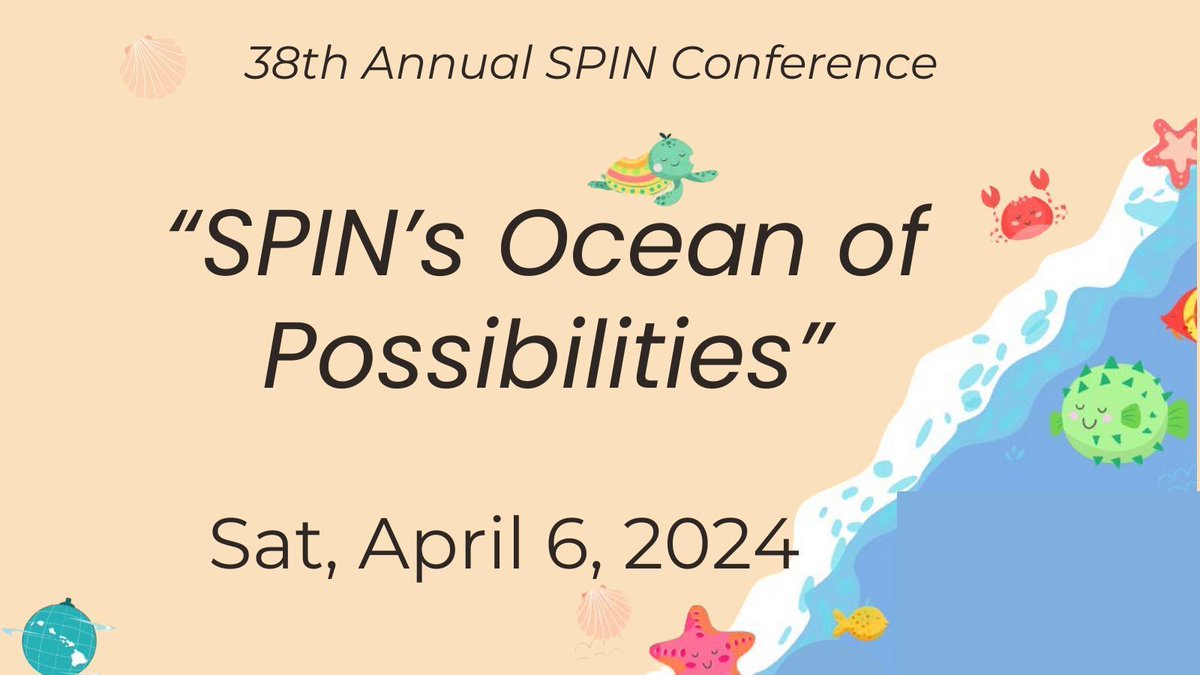 Register for SPIN's 4/6 conference & learn more buff.ly/3PAWSKw. Check CDS'ers ✔️ Emergency/Disaster Prep - Genesis Leong; Dr. Okamoto; Dr. Toma; and Bathey Fong. ✔️ Social Stories for Children & Youth w/ Autism - Maya Matheis ✔️ Self Care for Everyone - Benji Whitenack