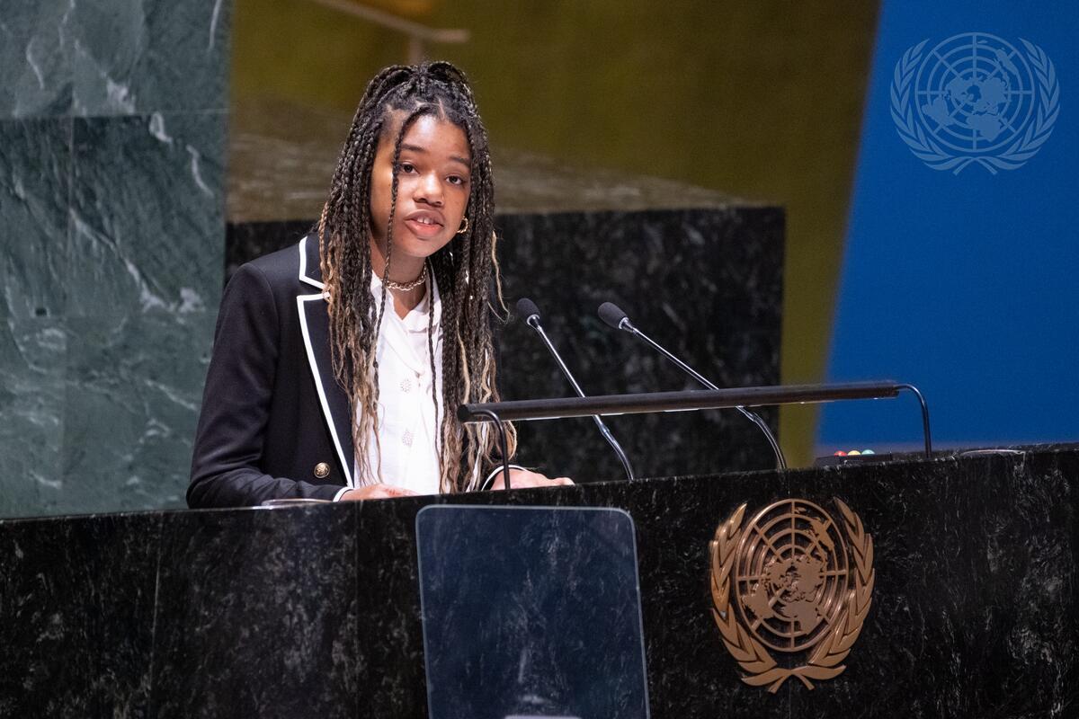 Yolanda Renee King, youth activist and granddaughter of Martin Luther King, Jr. and Coretta Scott King, addresses the @UN General Assembly on the International Day to #RememberSlavery and the Transatlantic Slave Trade UN Photo/Eskinder Debebe