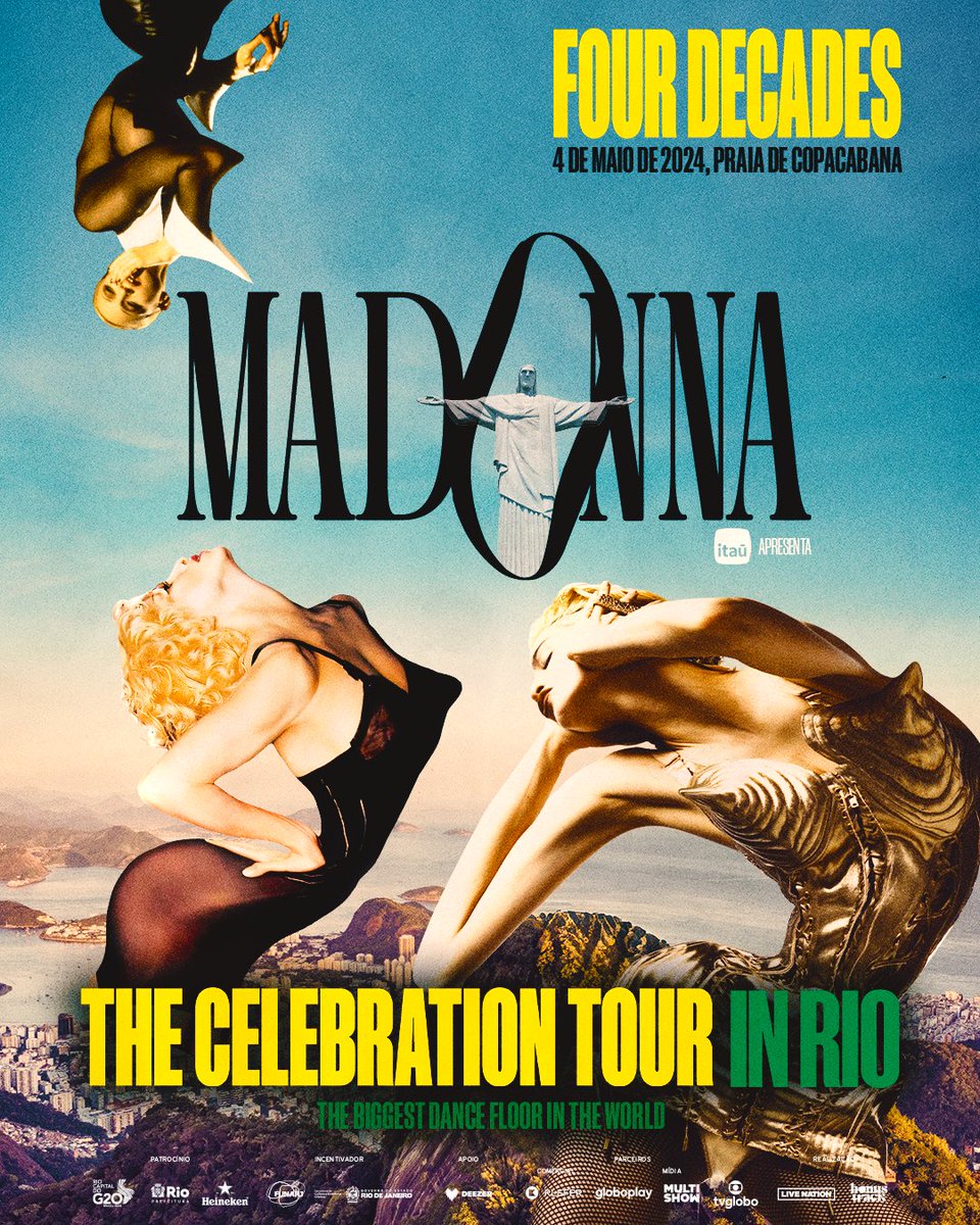 JUST ANNOUNCED: @Madonna announces the final stop of 'The Celebration Tour' with a free show in Rio de Janeiro, Brazil on May 4th at Copacabana Beach, making it her biggest show ever! For more info visit: madonnainrio.com