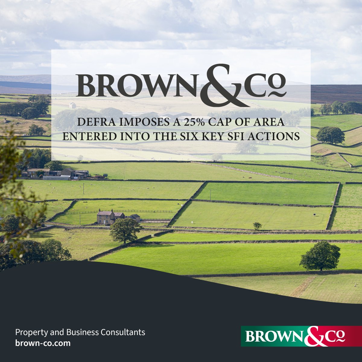 Defra Imposes a 25% cap of area entered into six key SFI actions, as food production is recognised as primary focus. For more information on the SFI actions affected, visit: bit.ly/3TyJwzz