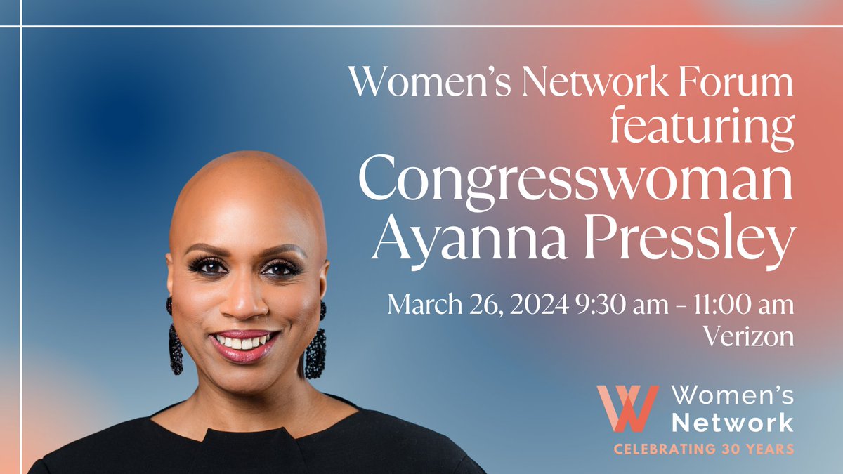 ⏰ LAST CALL! Tomorrow, join us for a fireside chat to learn about how activist, legislator, and survivor, Congresswoman @AyannaPressley, has, and continues to, make history as a champion of justice and change. Be in the room: bostonchamber.com/events/womens-…