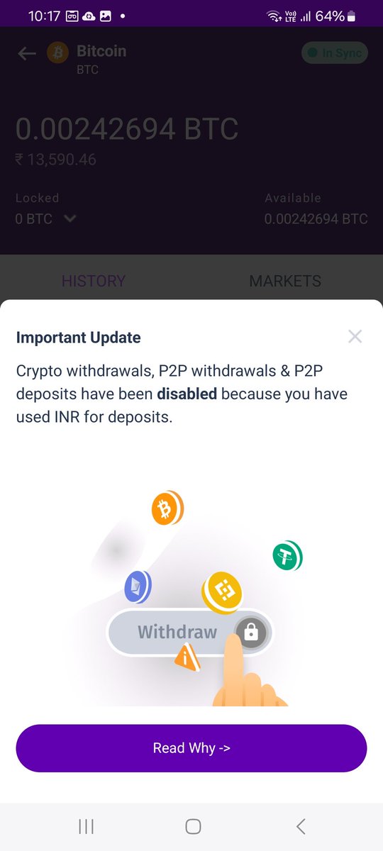 HarnishZ's tweet photo. @BitbnsHelpline @bitbns Team, I am unable to withdraw from my wallet, below is the issue.
This is very disappointing.
Need prompt response &amp; solution for it,have raised ticket as well for the same. https://t.co/An2TyvBAcb