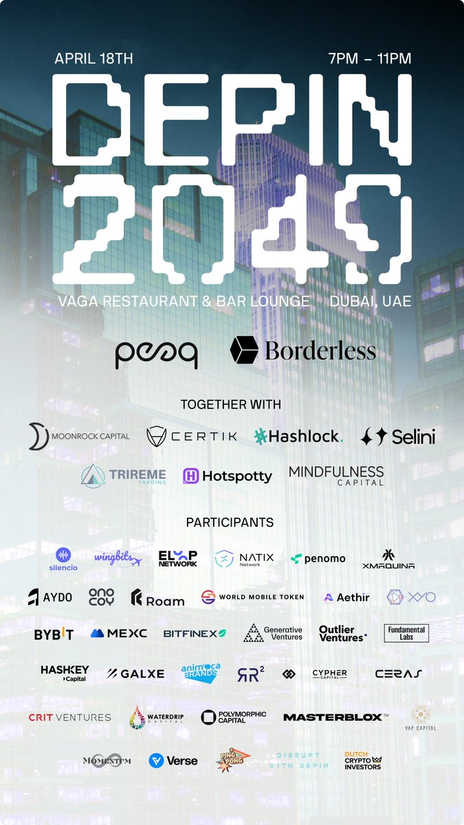 #DePIN will be BIG at #TOKEN2049 🇦🇪

peaq is bringing together #DePINs, investors, exchanges, media, DePIN users, and enthusiasts on April 18th for #DePIN2049 – the premiere DePIN side event at <a href="/token2049/">TOKEN2049</a> 🎇

Big shoutout to our co-hosts <a href="/borderless_cap/">Borderless</a> and our sponsors