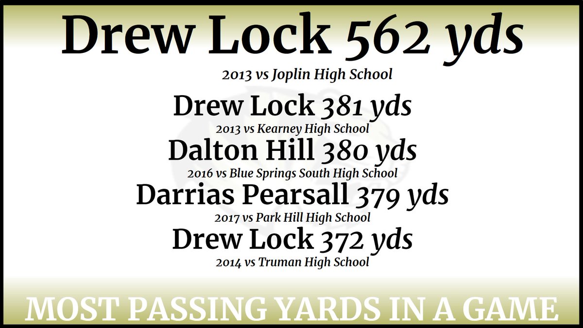 We've had some Great Passing Performances in our Program's History, but none has been as Great as the game Drew Lock had vs Joplin when he went for 562yds in 2013. #LSFB #LSfbRecords @DrewLock23 @LSHSAthletics @LSTribune