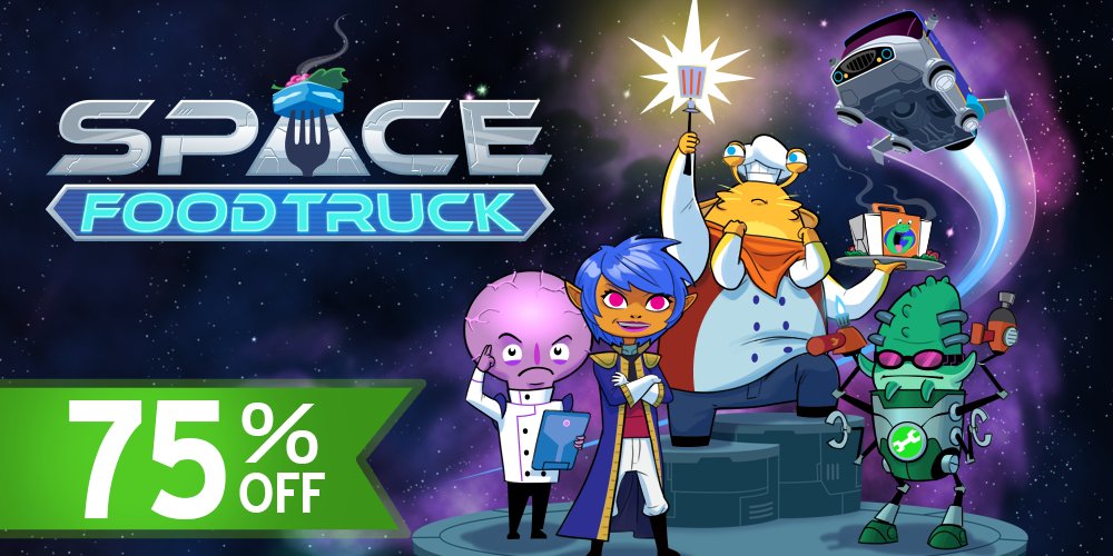 It's Deckbuilders Fest on Steam, and Space Food Truck is a whopping 75% OFF! The price hasn't been this low in a long time, so go scour the galaxy for ingredients already! bit.ly/SpaceFoodSteam