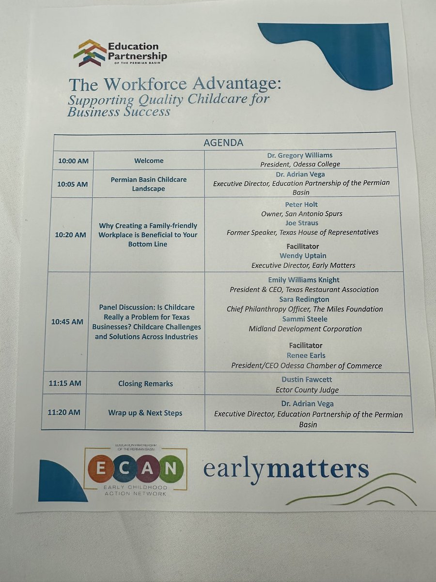Latimer1Kristi's tweet image. Very encouraging and informative meeting @OdessaCollege “The Workforce Advantage: Supporting Quality Childcare for Business Success”
@cjquintela41 @Cconner0816 @PervisEvans @VP1TrueAnderson
