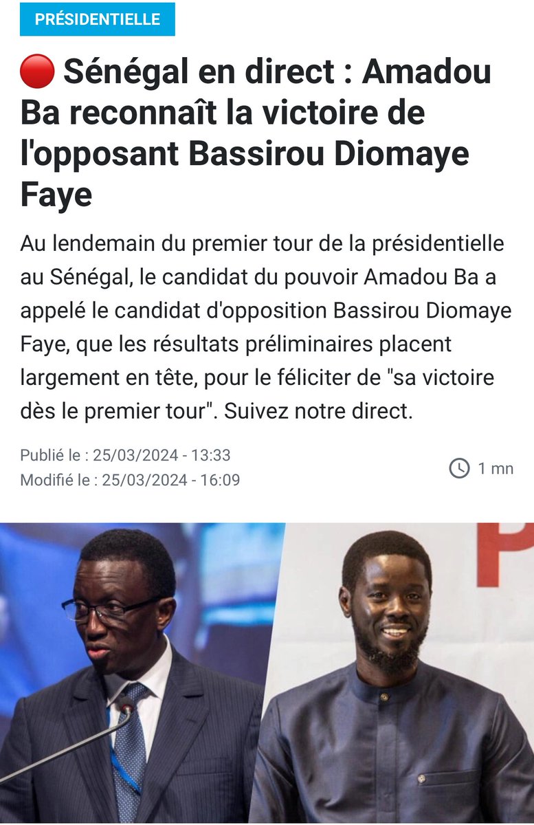 DrNoumory's tweet photo. #CIV225 🇨🇮💖💕
#SEN221 🇸🇳
#PresidentialElection
Victoire de Bassirou D. Faye ! (France 24)
Tout est bien qui finit bien 👌👍💕
#PeaceAndLove ☮️💖
Always… https://t.co/9FeqG9cVDp