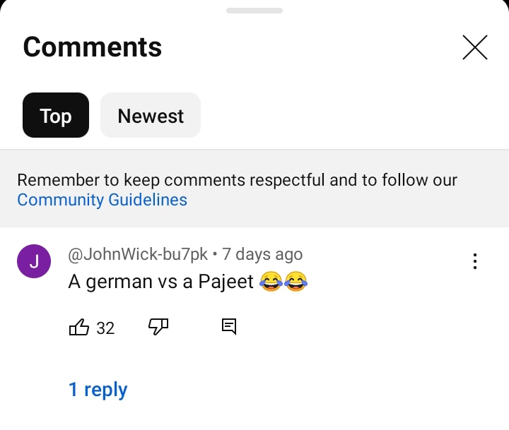 It's actually so over for indians.

Even YouTube comment section is not safe.

Just today i was watching a game video on YouTube related to AOE2 1v1 unit fights and the top comment to that video was this.