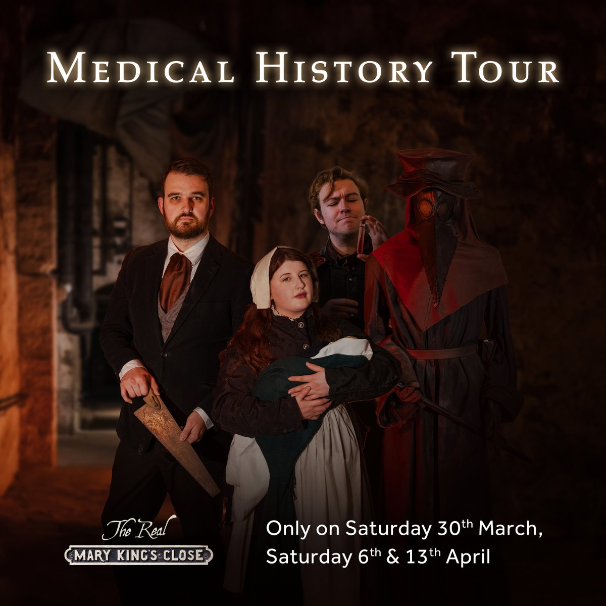 During our Medical History Tour, you will explore some key moments in history that defined medicine, all of which happened in or around Mary King's Close. Book now at realmarykingsclose.com/event/medical-…