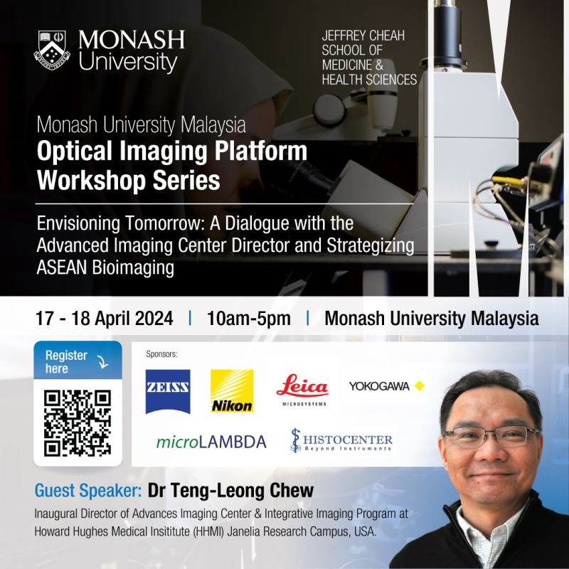 AICjanelia's tweet image. Calling all researchers in Malaysia! Join this workshop to collaborate, learn, and help build Malaysia's bioimaging network.

Register here: shorturl.at/eflrR

@MonashMalaysia @MonashUni 

#Malaysia #microscopy #bioimaging #malaysiabioimaging