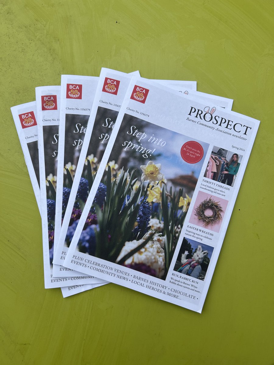 Have you seen the Spring issue of BCA’s Prospect magazine yet? Filled with local news, community views & Easter ideas, there’s lots to read - copies will be delivered to SW13 or collect one from Rose House (am). ⁦@farrahandpearce⁩ ⁦@ellemediagroup⁩