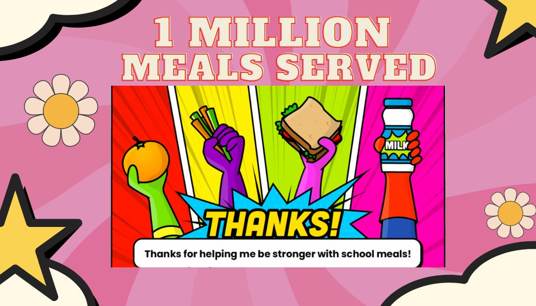 Nutrition Services serving up 1 Million Meals!  Congratulations to our dedicated staff for serving up 1 Million Meals to our students of Bonita Unified School District.  #1millionmealsserved #bonitanutritionservices #busd
