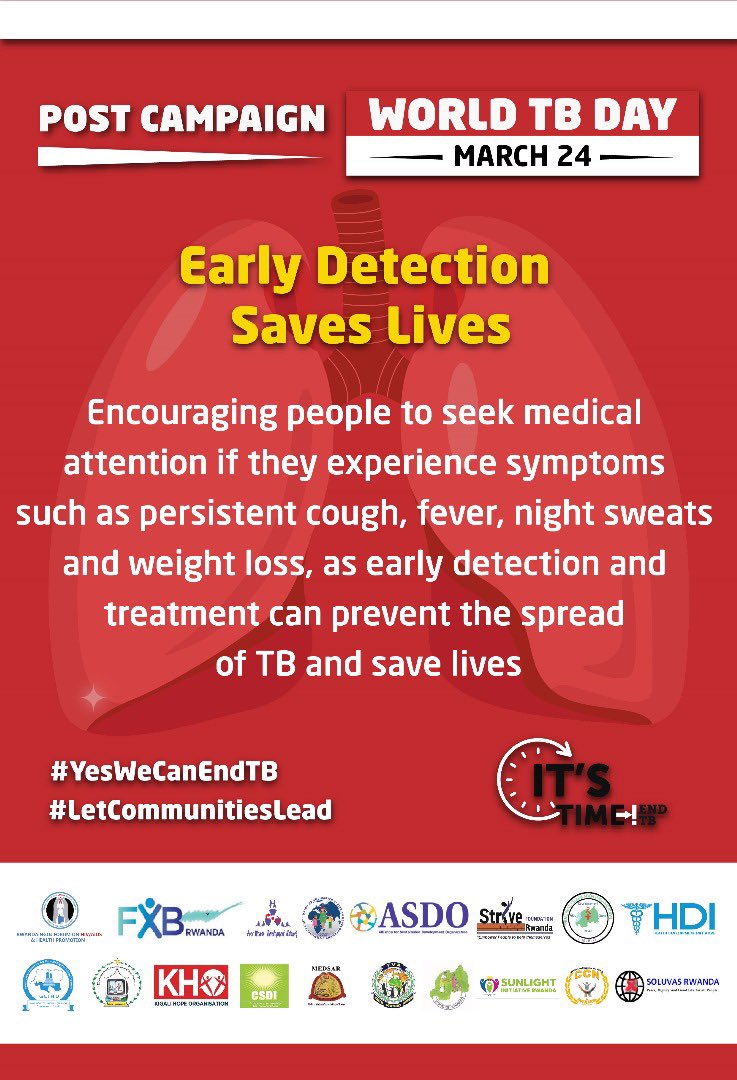 Tuberculosis remains one of the world’s deadliest infectious respiratory diseases , but with early diagnosis and initiation of treatment, it curable #WeCanEndTB
#WorldTBDay2024