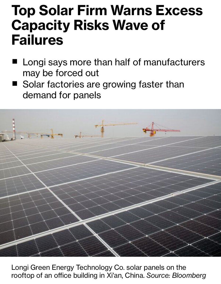 More than 50% of China’s solar manufacturers could be wiped out in the next two to three years because of excess capacity.