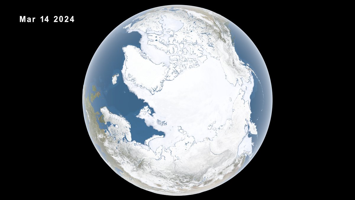 Sea ice at Earth’s poles continued declining in 2024 🌊🧊 Antarctic sea ice reached near-historic lows on Feb. 20 & Arctic sea ice hit its max extent on March 14. Arctic sea ice is 14th lowest on record, @nsidc reports, consistent with a 46-year decline. go.nasa.gov/4apSeXO