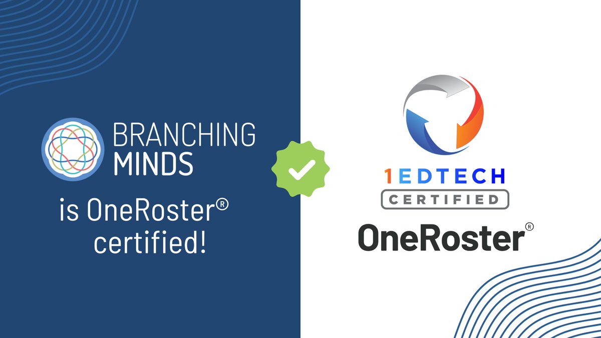 #BranchingMinds is now OneRoster 1.2 certified by 1EdTech! 👏👏 This milestone means easier, more secure integrations for schools, enhanced data protection, and personalized learning through #MTSS at its best. Learn more: hubs.la/Q02qB_900 #EdTech @LearningImpact #K12