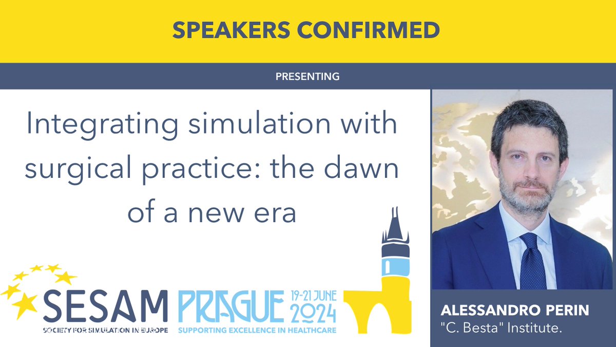 We are delighted to announce our next plenary speaker for #SESAM2024. Integrating simulation with surgical practice: the dawn of a new era will take place on Thursday 20 June 2024 please visit lnkd.in/eeT_d9d7 to find our speakers attending SESAM 2024 in Prague.