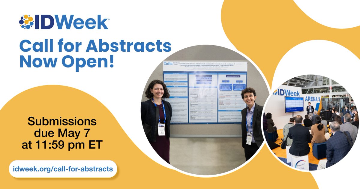 The #IDWeek2024 call for abstracts is OPEN! Don't forget to submit your groundbreaking science by May 7th: idweek.org/call-for-abstr…