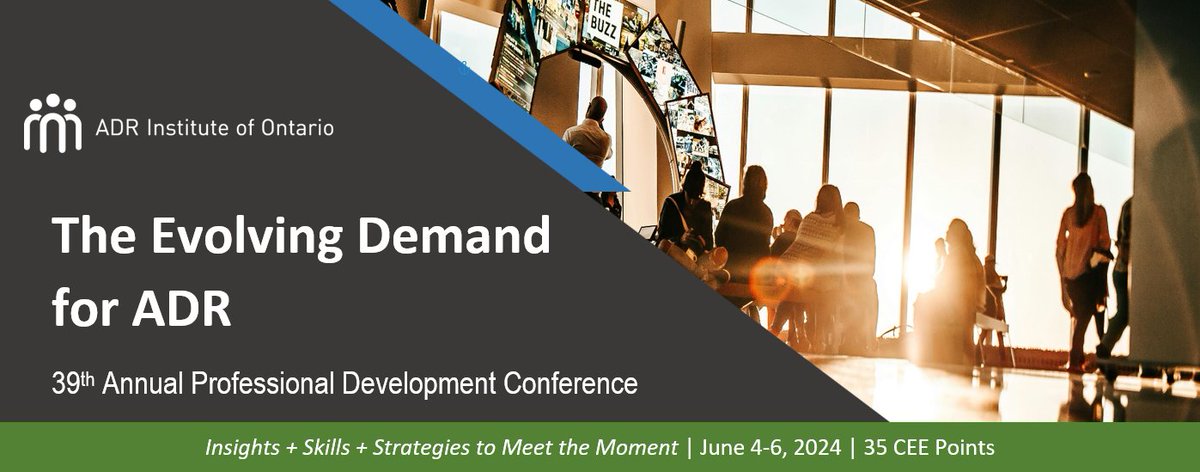 The demand for ADR is evolving. Do you have what it takes to meet the moment? Sign up for our 39th Annual Conference here: adr-ontario.ca/adrio2024