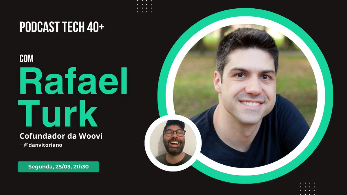 devs40mais's tweet image. ✅ É hoje! Estreia da 5ª temporada do Podcast Tech 40+ ao vivo: @danvitoriano entrevista @rafaturk, o cofundador da @woovibr, direto de São Paulo. Participe do chat e envie suas perguntas! 👉 youtube.com/watch?v=i2xJvt…

cc @sseraphini #woovi #pix #devs40mais