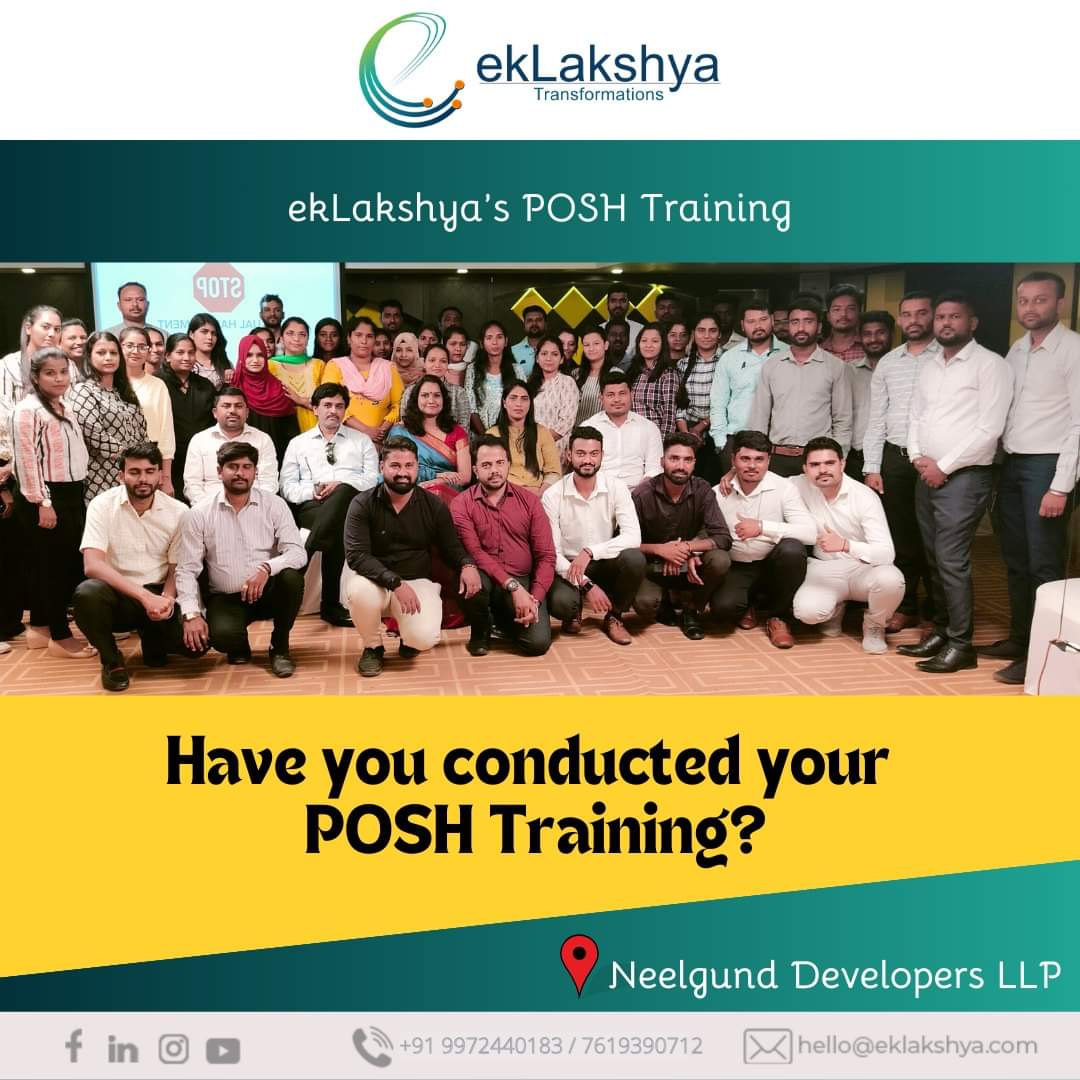 OttilieAnban's tweet image. #POSH Training @ #NeelgundDevelopers #LLP

#BookNow for #Prevention of #SexualHarassment #Training in your company/institution/organisation! 
Contact us for more details:
+91 8050050183, +91 8050050185,
+91 8050050186
#Email:hello@eklakshya.com
#Whatsapp :+91 9972440183