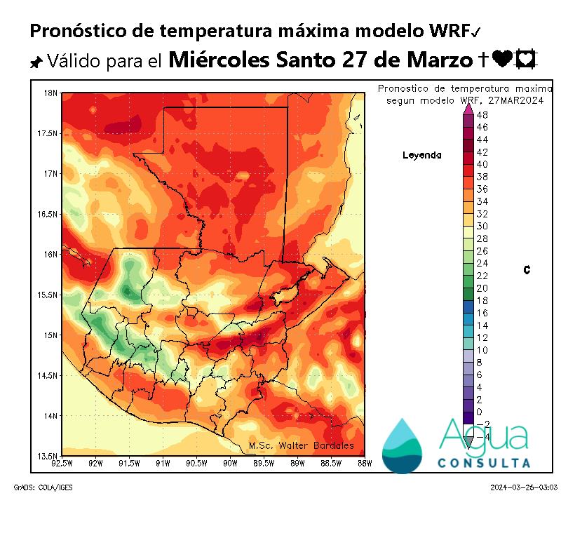 AlertaGt502's tweet photo. Pronóstico del tiempo para Semana Santa🇬🇹 🛐✝️

1📝MARTES: Anticiclón genera ambiente muy caluroso y seco, Baja Presión asociada a vaguada PreFrontal del #FF41 mantiene viento sur con aire muy cálido pero MIÉRCOLES dará paso al #FrenteFrio41 generando lluvias en la FTDN #ClimaGt https://t.co/jzi1DFt654