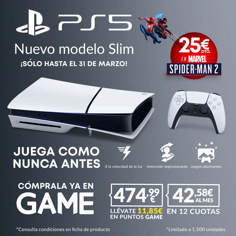 ¡Es el mejor momento para hacerte con tu PlayStation 5! 🤍 Consíguela en GAME a un precio increíble antes del 31 de marzo. ⏱ 🆘 Y recuerda, si tienes cualquier duda sobre tu compra, estamos aquí para ayudarte. 🙋‍♂️ ow.ly/JNKk50R1fk9