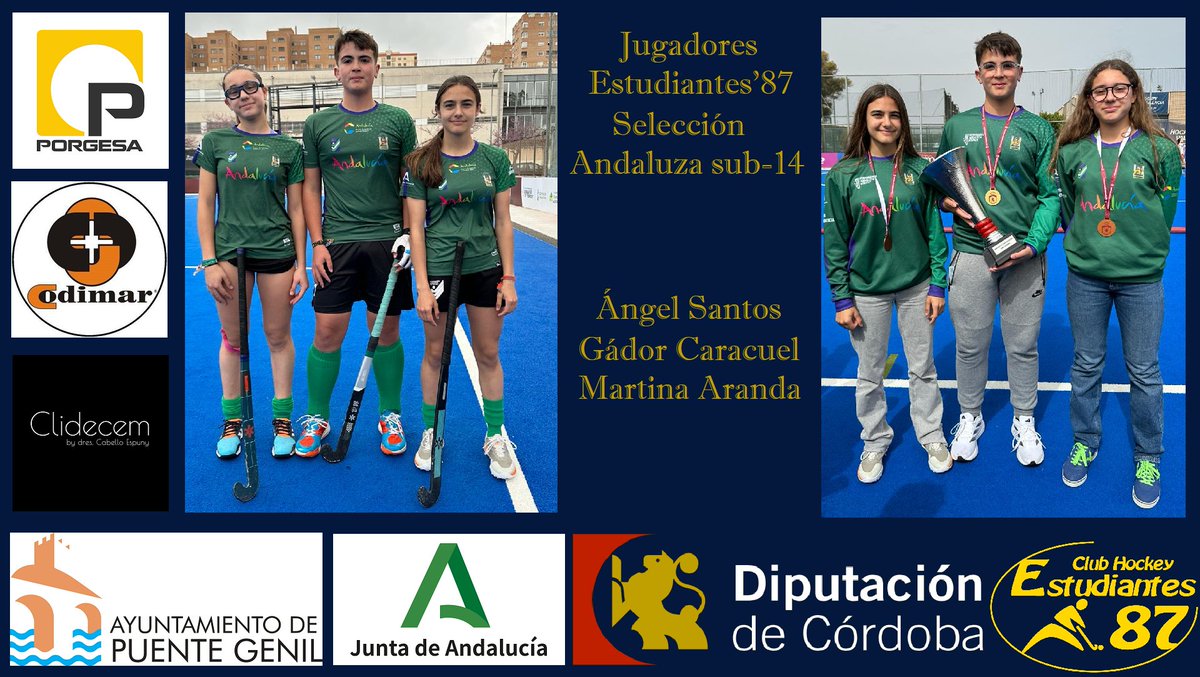 chEstu87's tweet photo. ¡Tremendo!
Nuestros jugadores del club Estudiantes'87 @Porgesa @codimar @Clidecem participan en la selección andaluza sub-14 y se llevan el primer puesto en la categoría masculina y el bronce en la femenina el
#estudiantes87
#porgesa
#codimar
#clidecem
#hockey
#deporteCordoba https://t.co/ewl1FKzyFQ