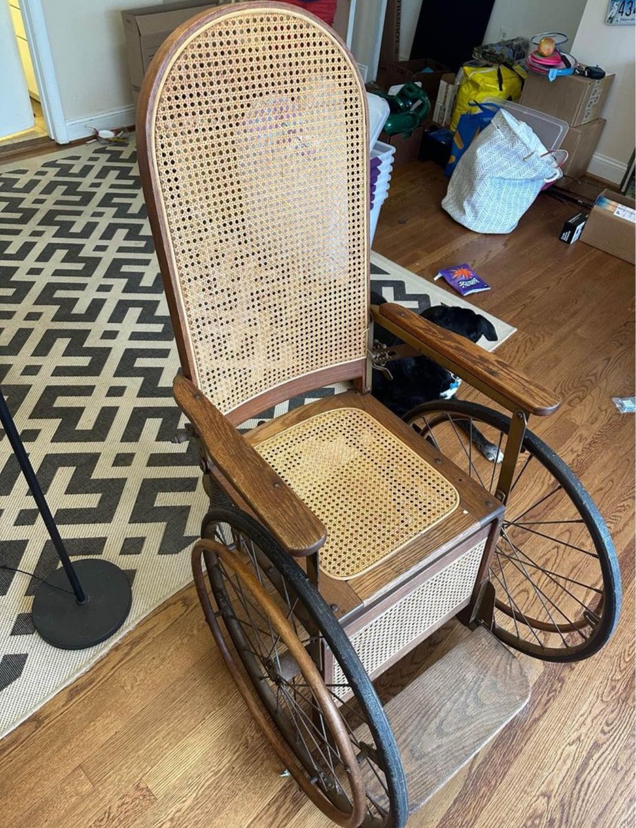 If my husband ever breaks his leg I’m going to insist he uses this. It has no sentimental value I just like it. Goes with my “antique chair” theme.