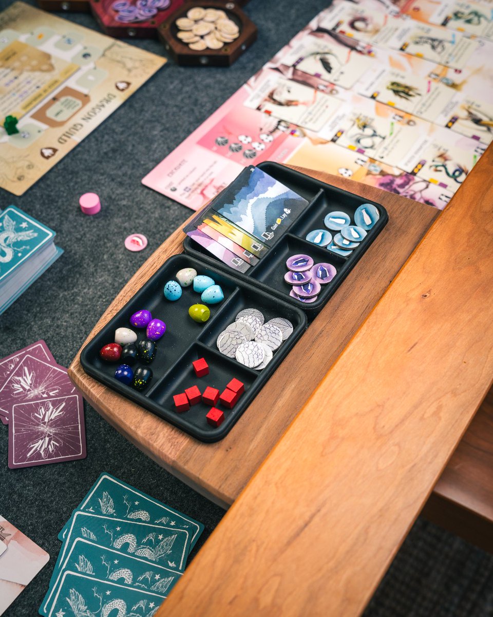 Unleash #wyrmspan on our Modular Table🐲! Our newest table accessory - Hobby Solo makes the dracologist's challenge look easy. #boardgame #gamingtable