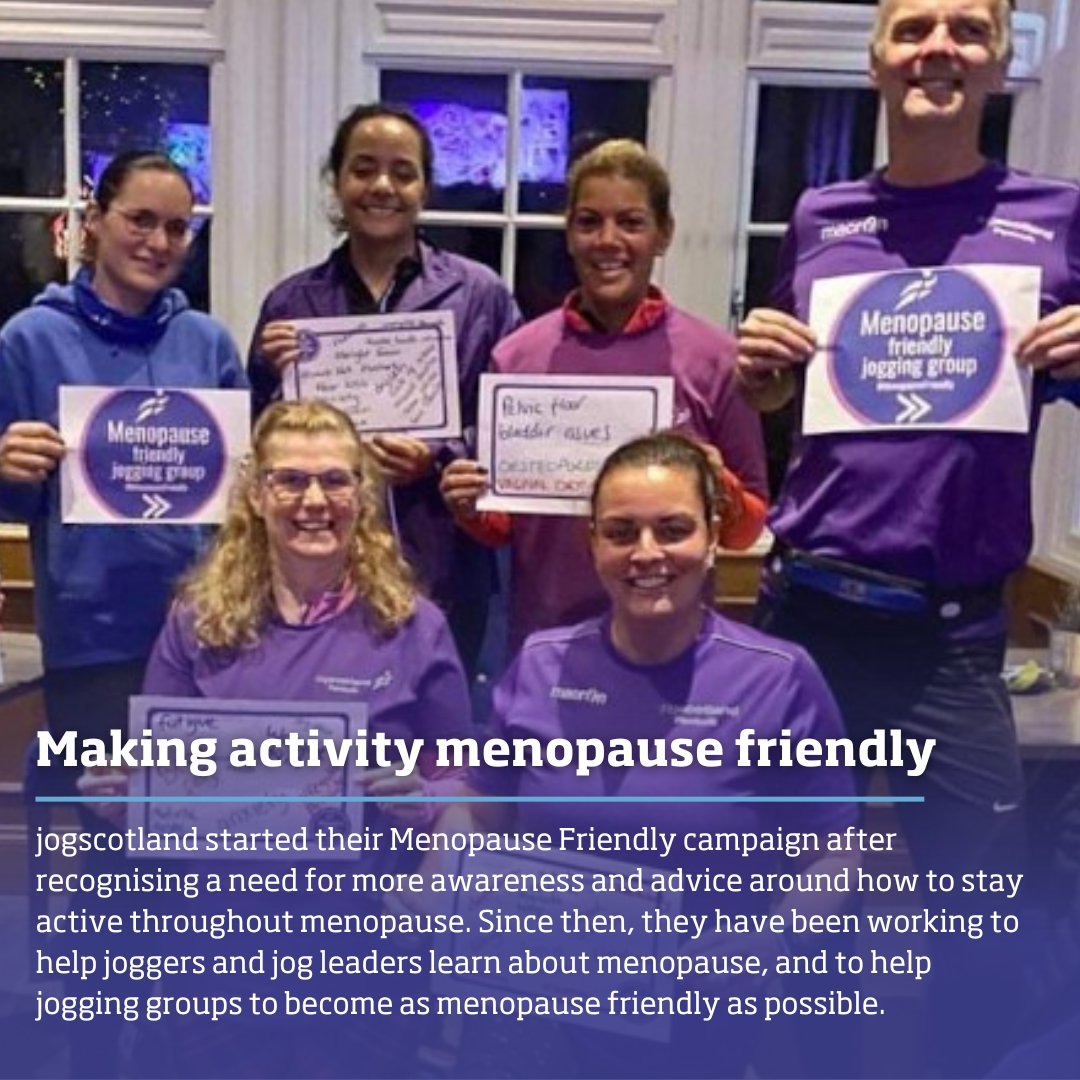 'Jogging with the group keeps my mental health strong and it helps with menopausal symptoms such as sore joints and fatigue.' Find out how this @jogscotland initiative is helping groups to become menopause friendly ⬇️ sportfirst.sportscotland.org.uk/articles/jogsc…