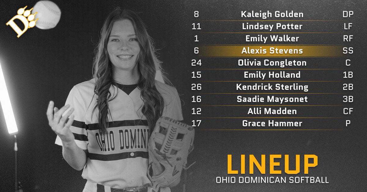 ODU Panthers (@oduathletics) on Twitter photo SB I Here's your <a href="/ODU_Softball/">Ohio Dominican Softball</a> starting lineup for game one against the Saints! #ClawsOut SB I Here's your <a href="/ODU_Softball/">Ohio Dominican Softball</a> starting lineup for game one against the Saints! #ClawsOut