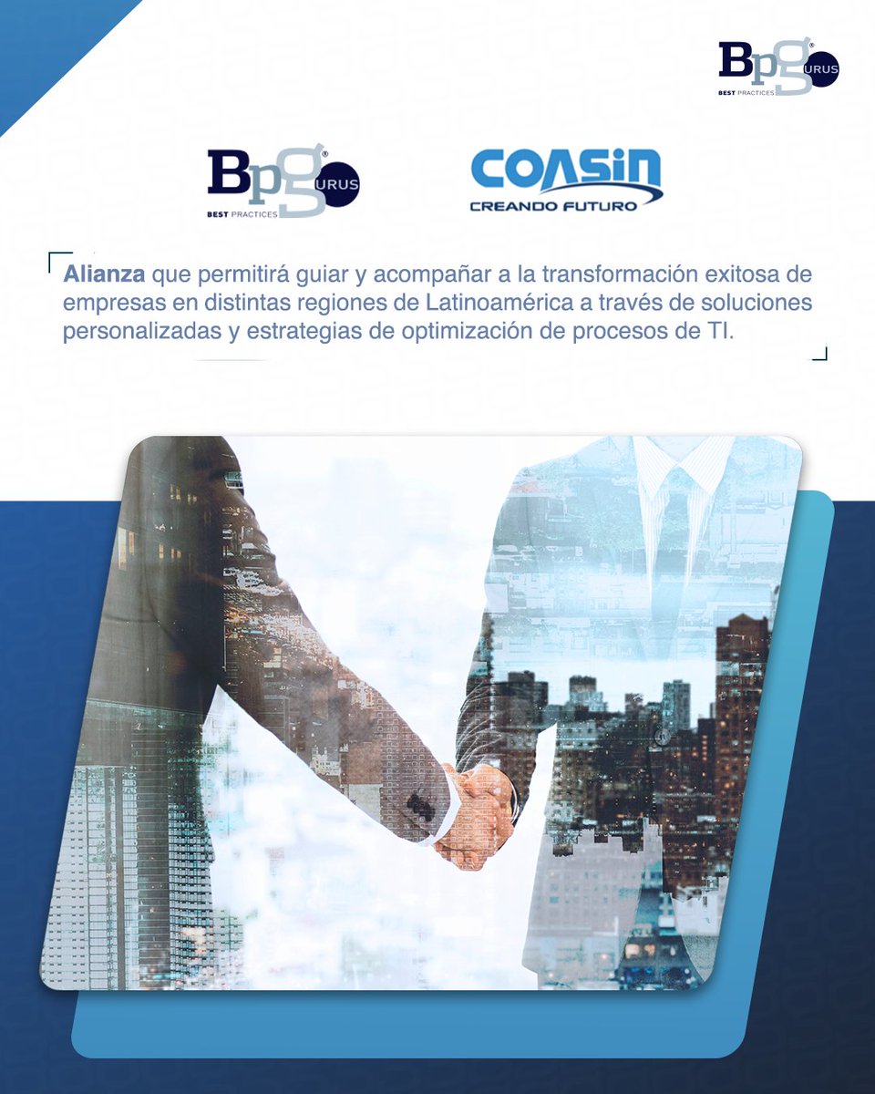 La alianza entre #BPGurus y #CoasinCostaRica fortalecerá y facilitará la transformación de empresas en #Latinoamérica a través de la optimización de procesos de #TI y soluciones personalizadas basadas en su experiencia #InnovaciónTecnológica #NuestroADN #AlianzasEstratégicas