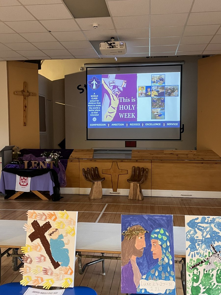 We started Holy Week with a Lenten Prayer Trail. All classes were given a Station of the Cross and completed a fantastic piece of art. A wonderfully reflective and prayerful day. @SalfordDiocese @EmmausCAT