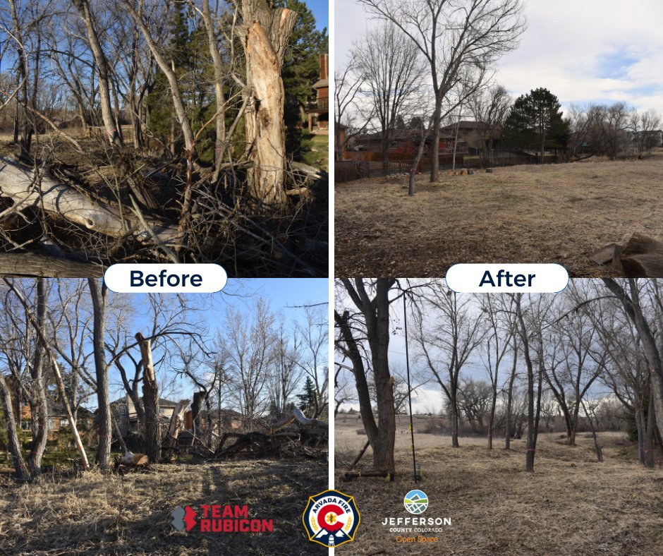 ArvadaFire's tweet image. More than 60 volunteers made our community safer by removing 8,000 cubic feet of debris, slash, tree limbs and fuel at Van Bibber Park this weekend. A big thank you to our partners in this project, @TeamRubicon &amp;amp; @JeffcoOpenSpace!  #wildfiremitigation