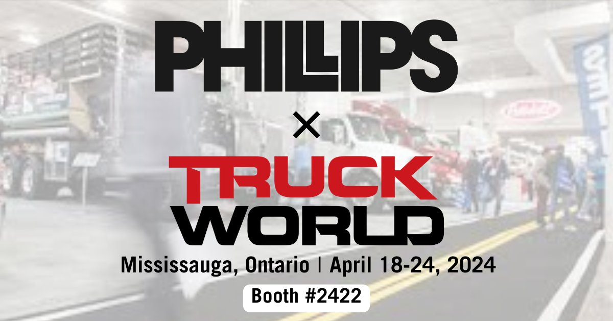 Join us for Truck World 2024, April 18-20 at The International Centre in Mississauga, Ontario. Find us at Booth #2422 to discuss how Phillips is taking fleets to the next level. Use code 'Phillips' for free registration. REGISTER HERE: bit.ly/Phillips-Truck… #trucking
