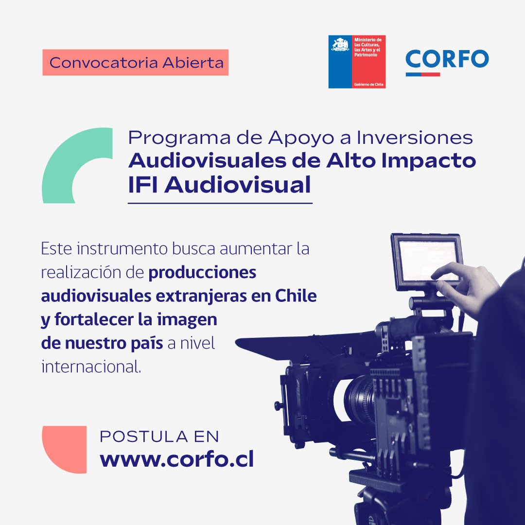 Filma en Chile y podrás postular al programa IFI Audiovisual para reembolsar tus gastos 🎬 Buscamos que más producciones extranjeras elijan a nuestro país para sus rodajes. Más información ➡️ corfo.cl/sites/cpp/conv…