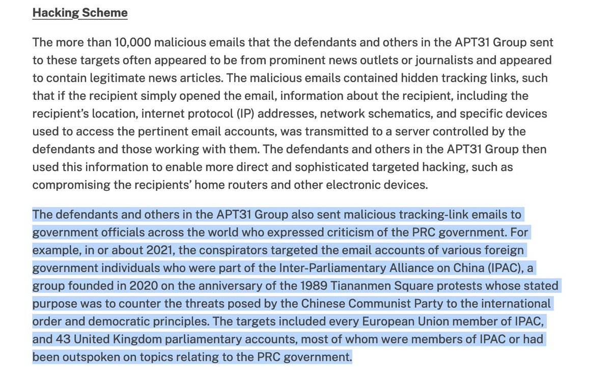 Breaking and extremely disturbing news. According to the United States Department of Justice, 43 UK Parliamentarians were victims of the 🇨🇳cyber attack. And the entire EU membership of IPAC. I am learning about this from a US Government press release. 🤡