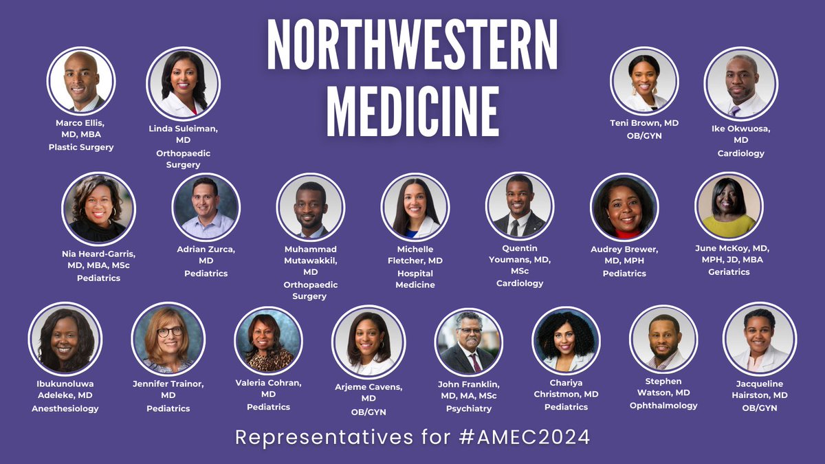 Check out our amazing representatives that will be at #AMEC2024 ! Our faculty, staff, residents, and fellows are excited to engage with everyone attending! #AMEC #SNMA #NewOrleans