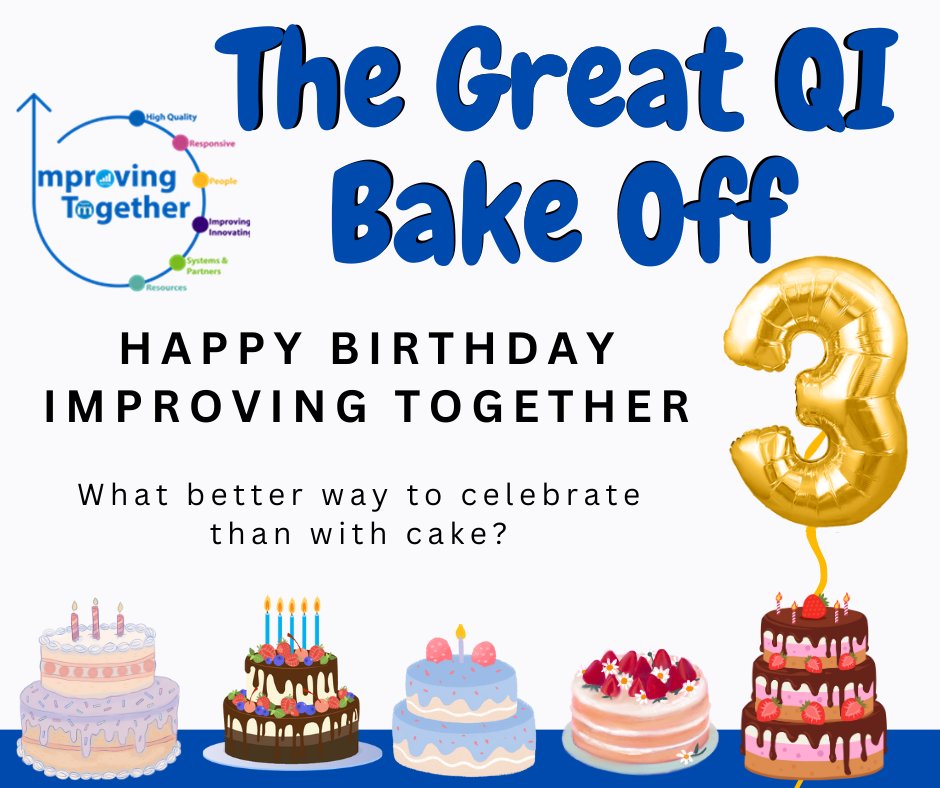 It's not too late to enter the Great QI bake off! To help celebrate our 3rd Birthday we are holding a bake off. To register search 🔎The Great QI Bake Off on the intranet. Royal stoke: Wednesday 27th March (this week) 12-13:00 County: Thursday 28th 10-11:00. See you there 🍰🧁