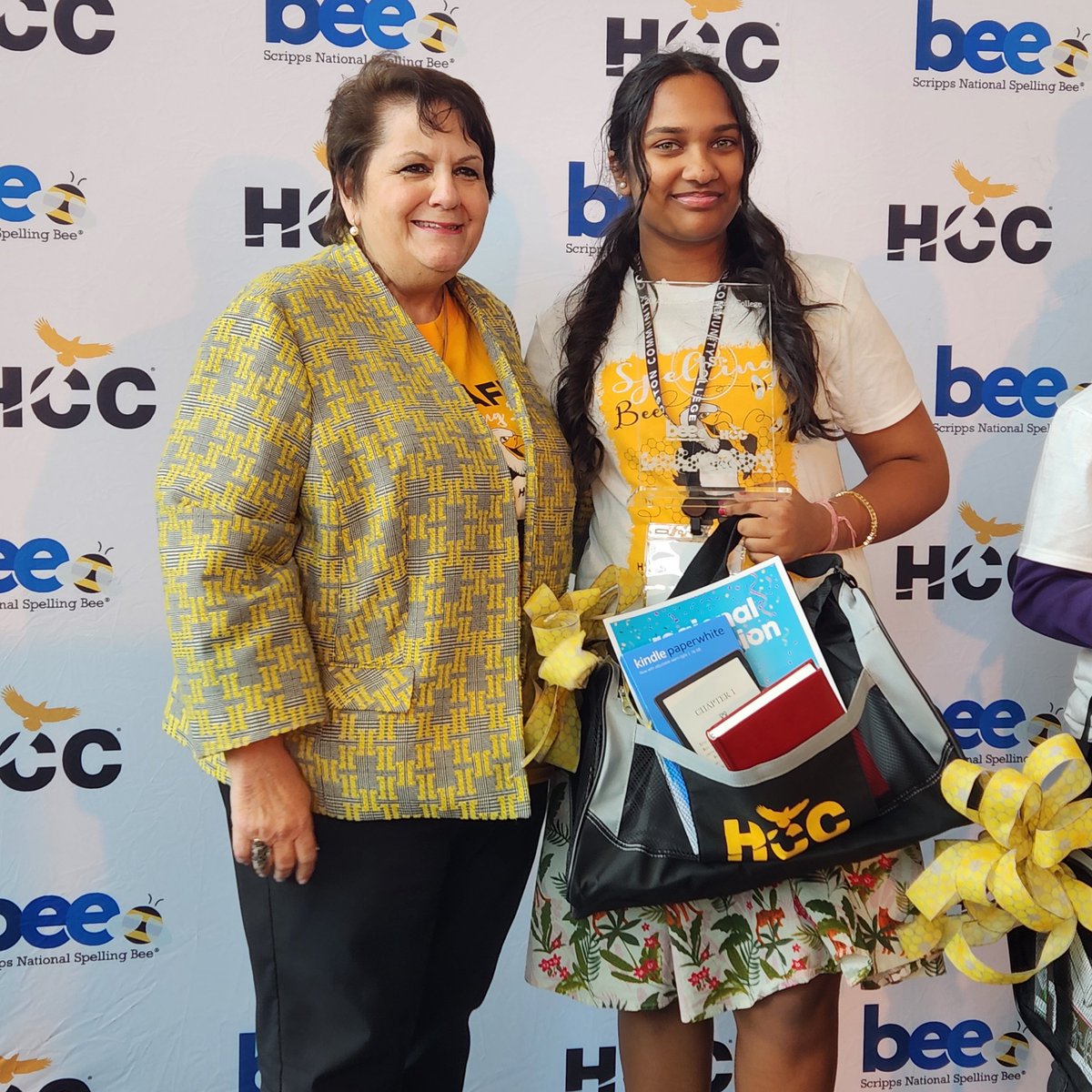 CONGRATULATIONS to @TISDCPJHS 8th grader Ishika Varipilli on capturing 1st place at the Houston Regional Spelling Bee to advance to her third straight @ScrippsBee! She captured 1st after 8 rounds with the winning word: 'scrannel'.