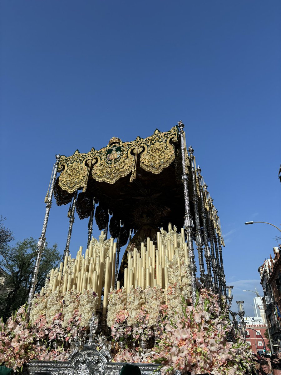 Las petalás son una ofrenda bonita pero es una pena que los palios de malla se cubran de flores y pierdan toda su luz. Se desvirtúa su diseño. 
Ahora a través del palio del Rocío se tendría que estar viendo el cielo azul de Sevilla. 

#SSantasevilla2024 #ssantasevilla24