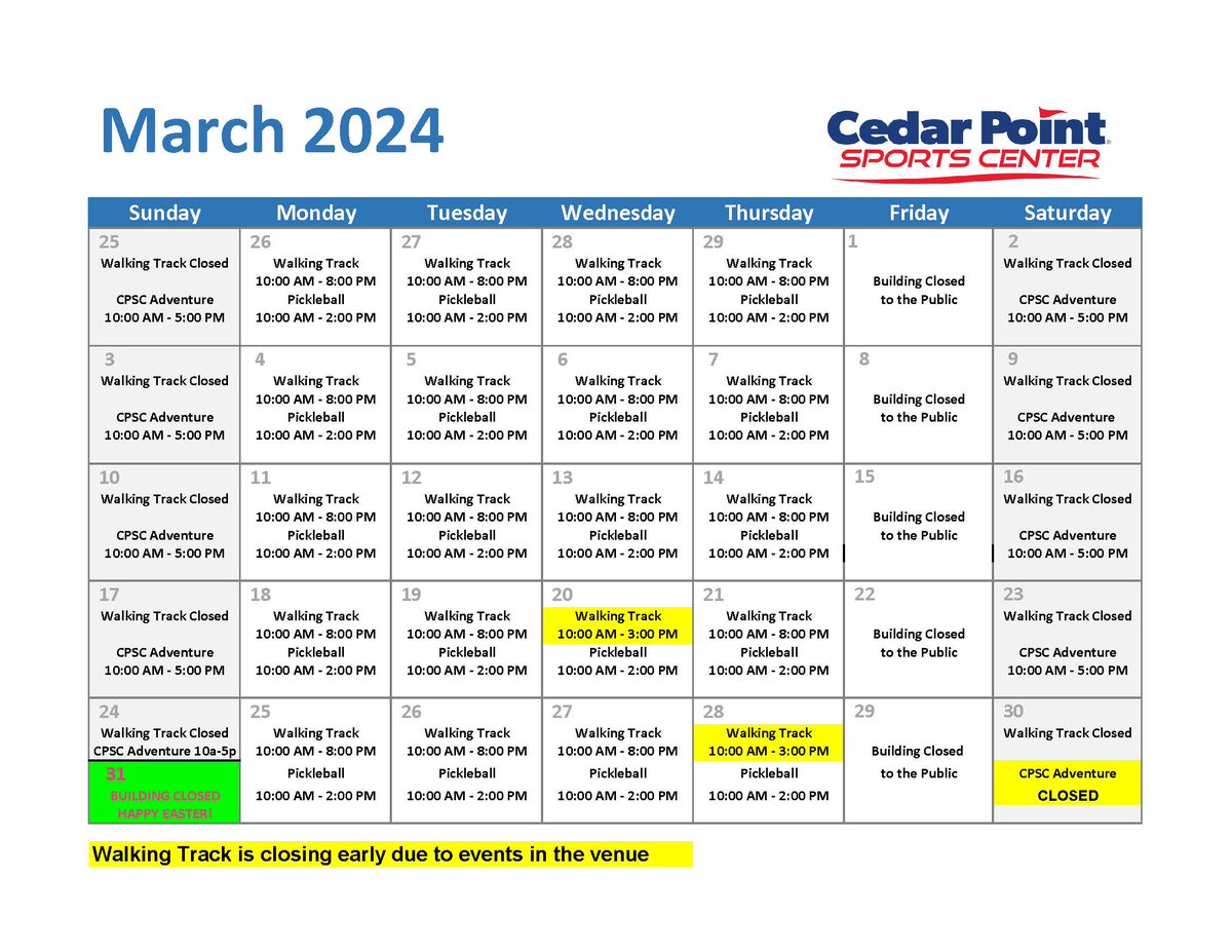 TWO THINGS! ✌️ 1. Don't forget about Summer Camp registration! They re starting to fill up, so sign up today before your favorite camp sells out! 2. There/s an update to the CPSC Calendar. CPSC Adventure will not be open on 3/30 Summer Camps: cpsports.com/sports/cpsc-pr…