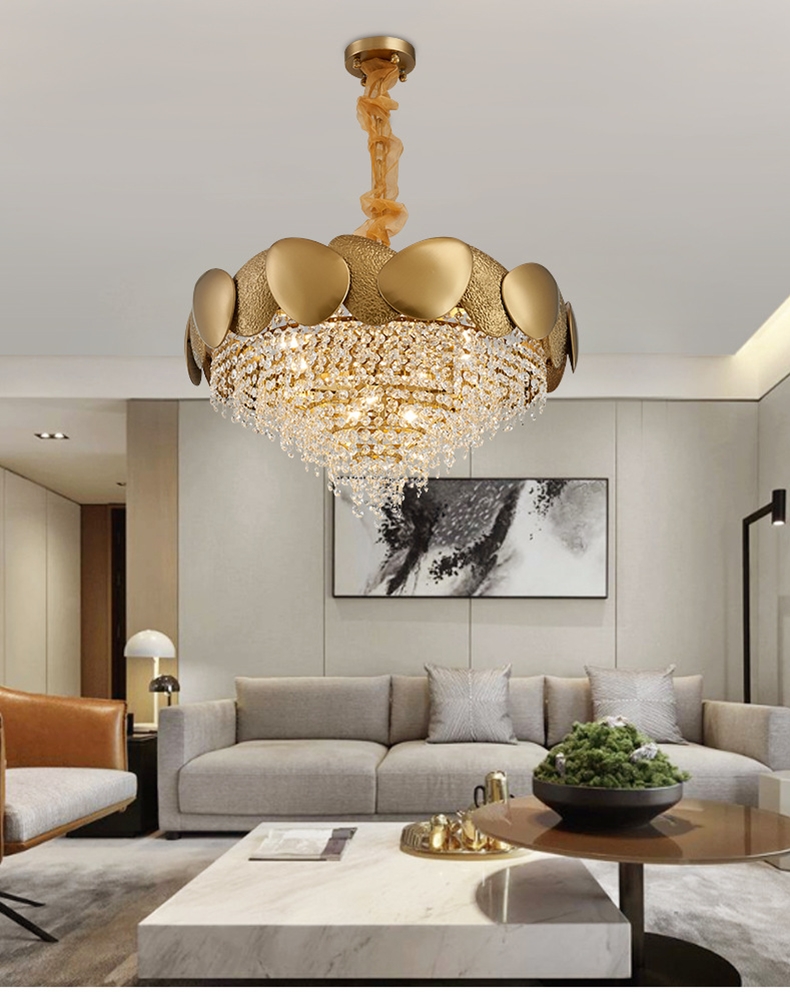 Ultimately, thoughtful interior lighting design enhances the functionality, aesthetics, and atmosphere of indoor spaces, contributing to overall well-being and comfort.
Stainless Steel Living Room Ceiling Crystal Chandelier
#instahome #furnituredesign #renovation #design