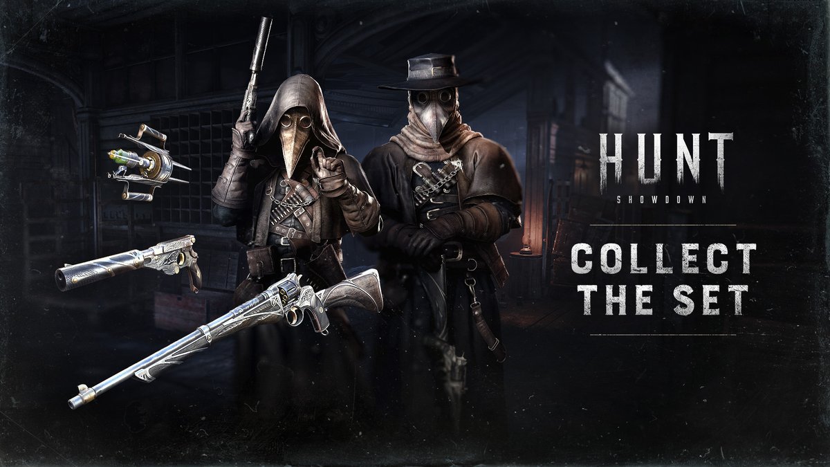The Rot and Remedy set is now available!

Bile and Brood, two doctors of questionable morals, join the Hunt in search of subjects for their experiments. Their techniques are not like those of regular surgeons, however.

They bring with them their Deadly Cure (Nagant M1895 Officer