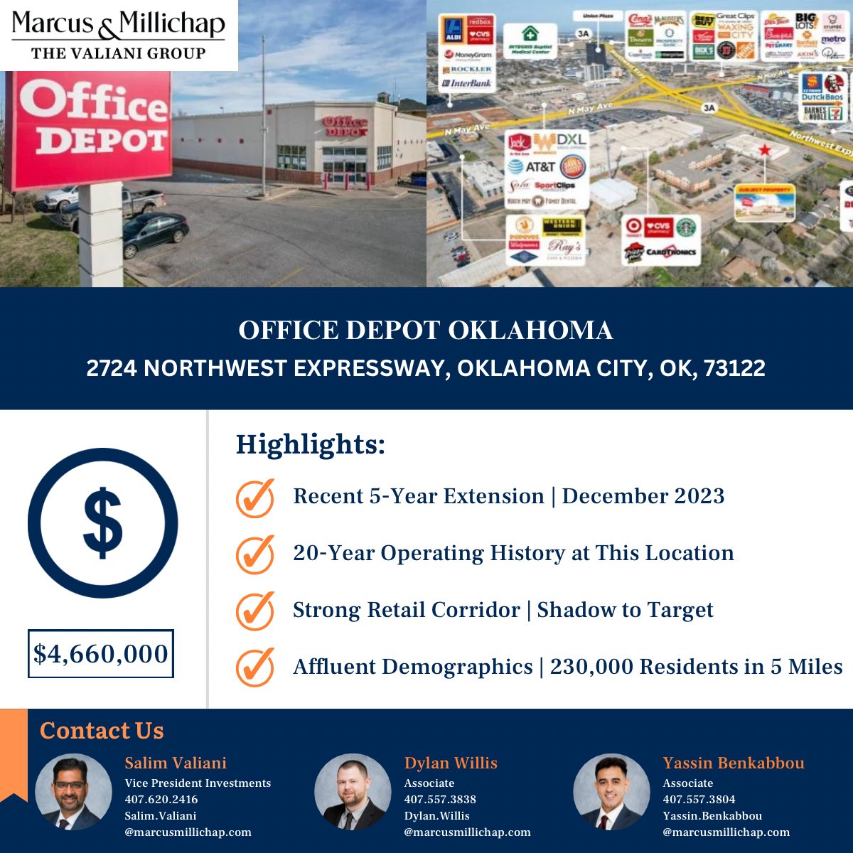The Valiani Group is delighted to introduce an exclusive net lease offering in Oklahoma City, Oklahoma. For further details, please contact Salim Valiani, Dylan Willis, Yassin Benkabbou, or any member of The Valiani Group team.

@salimvaliani 407.620.2416

#cre #BusinessStrategy
