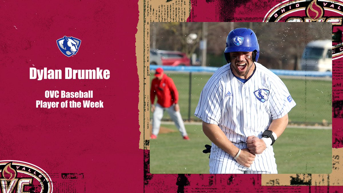𝗢𝗩𝗖 𝗕𝗮𝘀𝗲𝗯𝗮𝗹𝗹 ⚾ 𝗣𝗹𝗮𝘆𝗲𝗿 𝗼𝗳 𝘁𝗵𝗲 𝗪𝗲𝗲𝗸
<a href="/EIU_Baseball/">EIU Baseball</a> OF Dylan Drumke (<a href="/dylan_drumke/">Dylan Drumke</a>)

• Hit .538 with 12 RBI and a 1.308 slugging percentage in 4 games

#OVCit | #RollThers