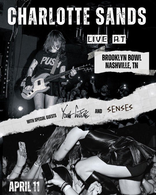 NASHVILLE FRIENDS !!!!!!! I am so so so excited to have @youngcultureny &amp; <a href="/sensestheband/">senses</a> joining me for one night only on april 11th in my beautiful home city !!! this night is going to be so special !! 💫 🧚‍♂️ get your tickets before they’re gone !!

charlottesands.com/tour
