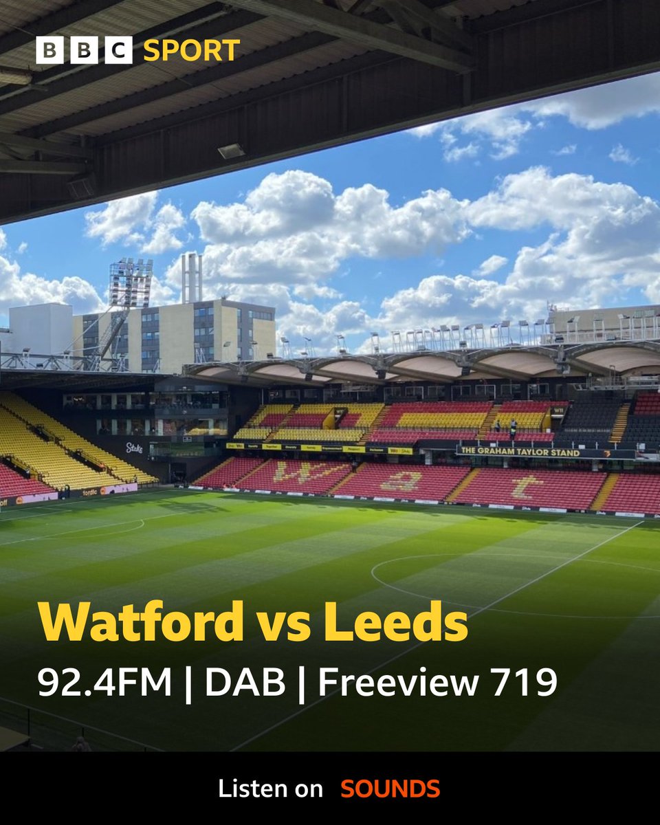 🚨 Coming up from 7pm: ⚽️ Watford vs Leeds United 🎙 @apopey, @jon_newsome and @jonathanbuchan 📻 92.4FM | DAB 📱 Pre & post-match online bbc.in/3bSj5jt #LUFC | #BBCFootball | #BBCEFL